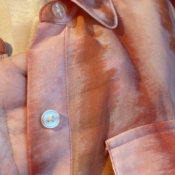 IMNYC Isaac Mizrahi Watercolor Pink Coral Button Down Shirt Medium - Picture 3 of 6